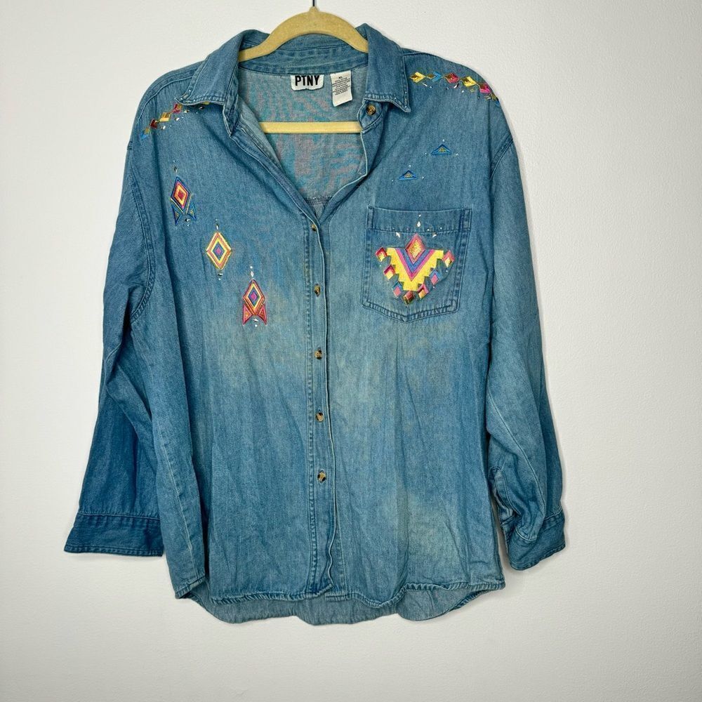 Vintage PTNY denim button down shirt size XL